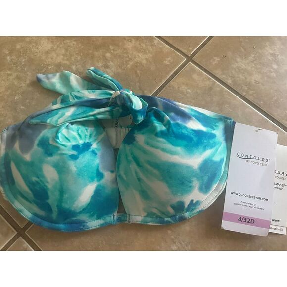 NWT $72 Contour By Coco Reef 32D Bikini Top Capri Blue - Picture 1 of 5